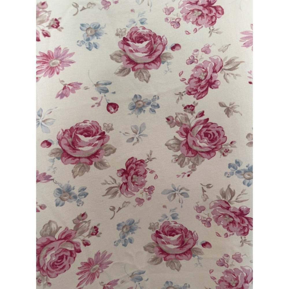 Vintage Shabby Chic Pale‎ Yellow Pink Floral Tablecloth Long Rectangle 110"